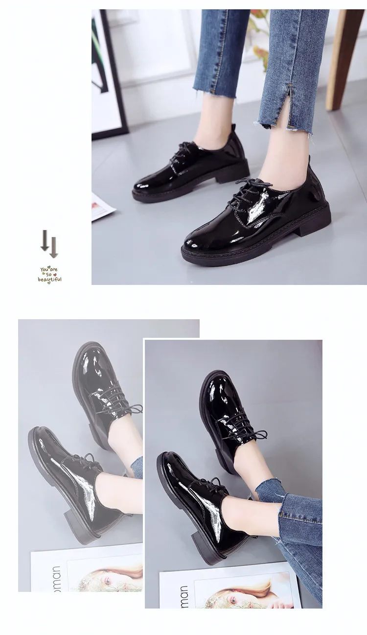 Г. Осенняя обувь женские повседневные Черные Туфли-оксфорды на шнуровке женские удобные слипоны на плоской подошве женская обувь, большие размеры 35-40