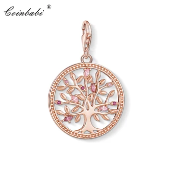 

Charm Pendant Tree of Love Pink,2019 New Fashion Jewelry Romantic Pure 925 Sterling Silver Gift For Women Fit Bracelet Necklace