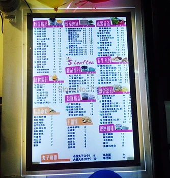 

Customized size A1 acrylic frame led backlit menu signs light box