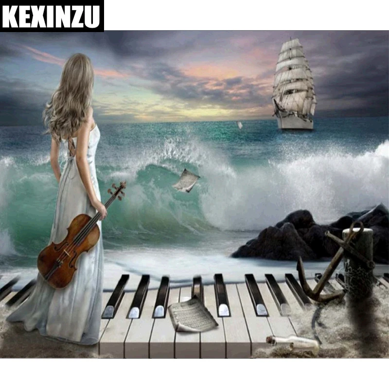 

Violin girl 3D Square Diamond Painting,Religious Jesus Cross Stitch Kit Embroidery Rhinestone Home Decor Needlework BJ