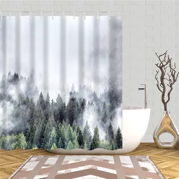 

3d Printed Forest New Style Shower Curtains Polyester Fabric Waterproof Bath Curtain Set Bathroom Decoration Screen Washable