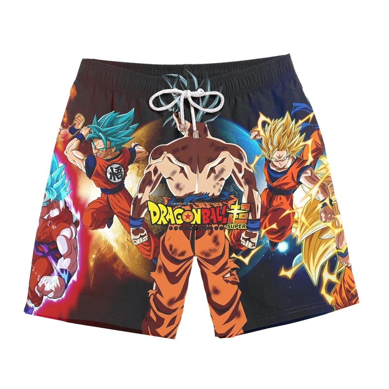 

Dragon Ball Z Men's Summer Casual Shorts Super Saiyan Kid Son Goku Majin Buu Burdock Dragonball 3D Print Beach Shorts Plus Size