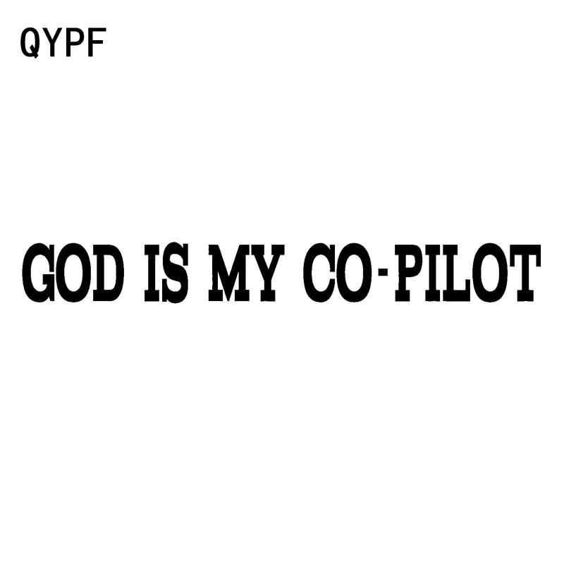 

QYPF 20cm*2.4cm Fashion GOD IS MY CO-PILOT Graphical Vinyl Decor Car Sticker Decal Black Silver C15-1572
