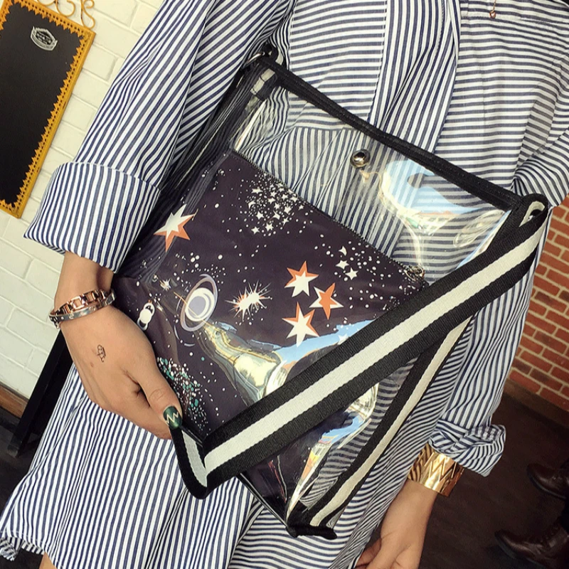 

Fashion Handbag High Quality Transparent Women Shoulder Messenger Bag Cheap Luxury Female Beach Bag Jelly PVC Clear Shopping Bag