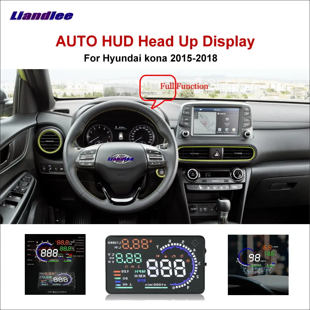

Liandlee Full Function HUD Car Head Up Display For Hyundai Kona 2015-2018 Safe Driving Screen OBD Data Projector Windshield