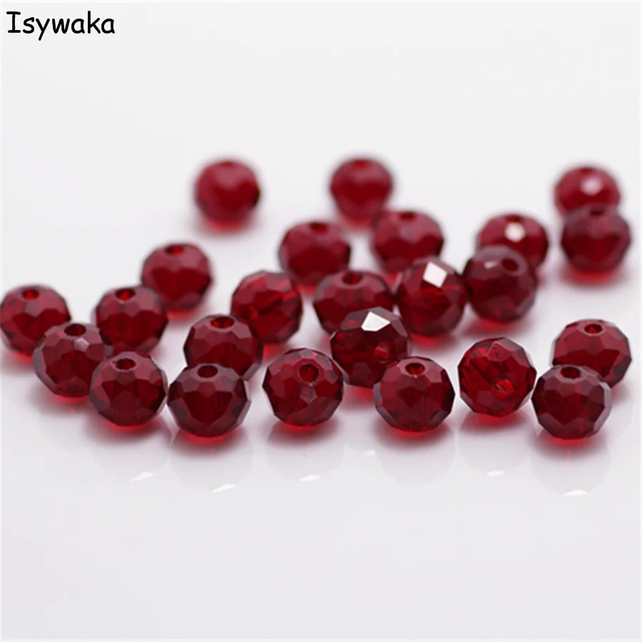 

Isywaka Dark Red Colors 4*6mm 50pcs Rondelle Austria faceted Crystal Glass Beads Loose Spacer Round Beads for Jewelry Making
