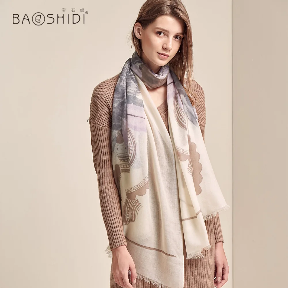 [BAOSHIDI]Winter cashmere Scarf women,lady elegant pashmina shawl, fashion tassel edge warm soft long scarf bandana