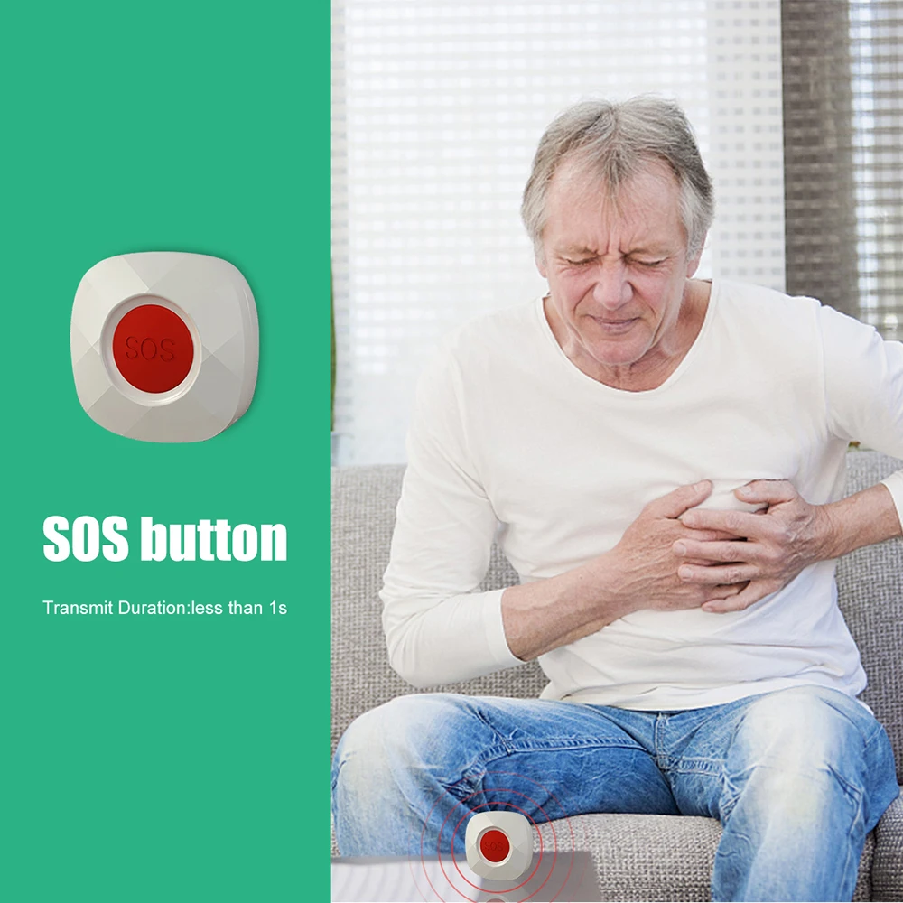 9Pcs Wolf-Guard 433MHz Wireless Emergency Alarm Panic SOS Button Home Hospital Security Alarm System for Elderly/Patients/Child