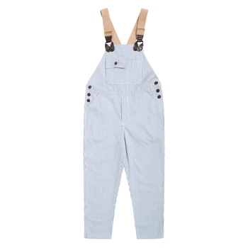 

2018 Spring Autumn Women Casual Overalls Full Length Pants Stripe Printing Patch Loose Rompers Femme Jumpsuits