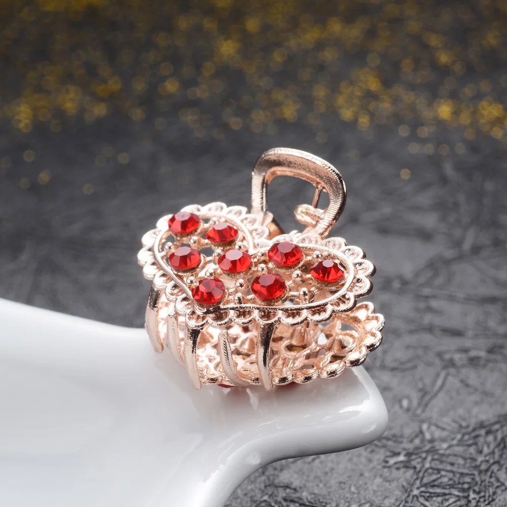 

6 Style Gold Color Heart Hair Claws For Women Girls Charm Hair Jewelry Rhinestone Crab Clip Wedding Hair Accessories Wholesale