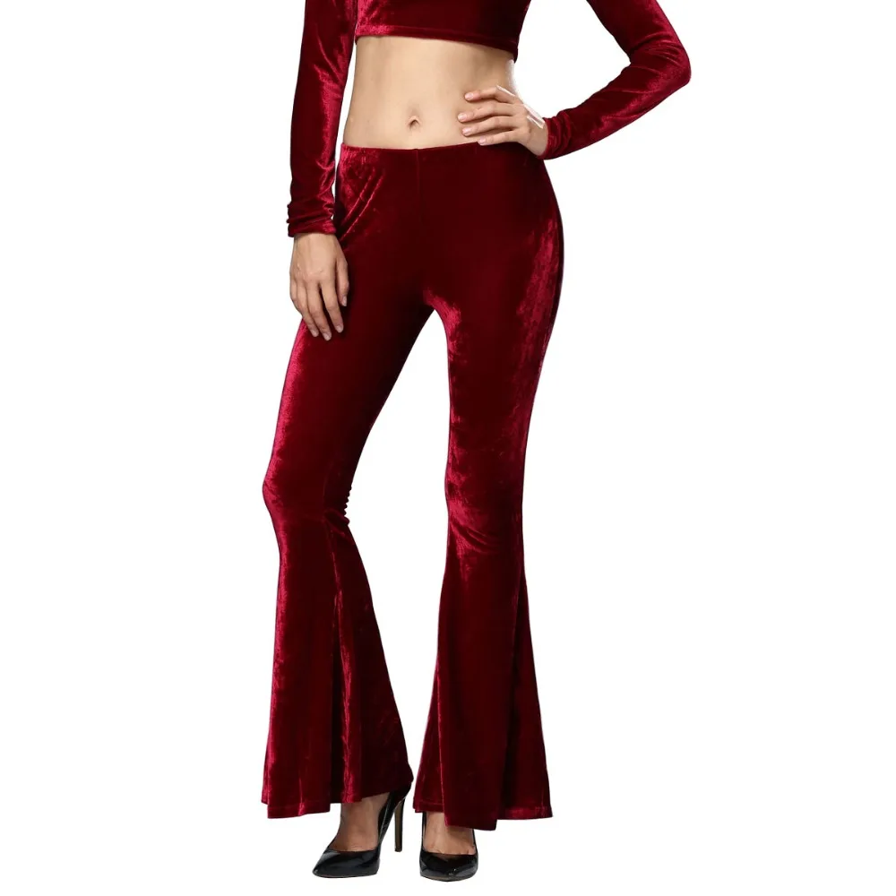 Loose Gold Velvet Elastic Waist Solid Color Wide Leg Pants