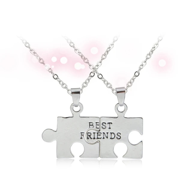 2pcs set puzzles pendant necklaces friendship necklace best friends