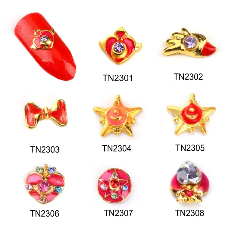 

10Pcs/Pack Red Heart Wing Design Rhinestones Alloy Decorations For Nails Art Adhesives Strass Studs DIY Manicure