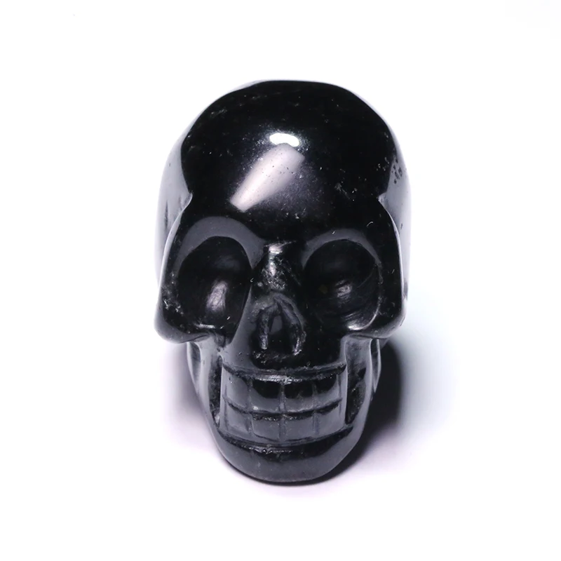 2 inch Black Stone Obsidian Skull Handmade Figurine Crystal Carved Statue Realistic Healing Fengshui Home Ornament Art | Дом и сад
