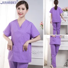 Летний костюм унисекс с v-образным вырезом для медсестры с короткими рукавами хирургический Костюм медицинский салон красоты скраб набор хирургическая Больничная медицинская форма