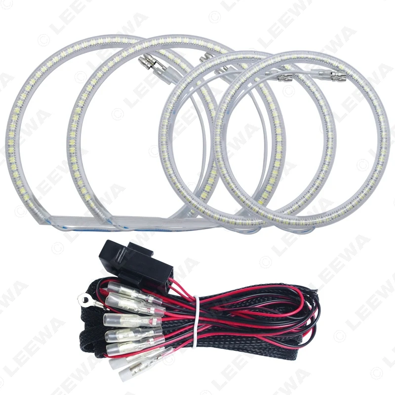 LEEWA 2X131 мм 2X115 Автомобильный SMD LED Halo кольца ангельские глазки DRL головная лампа для