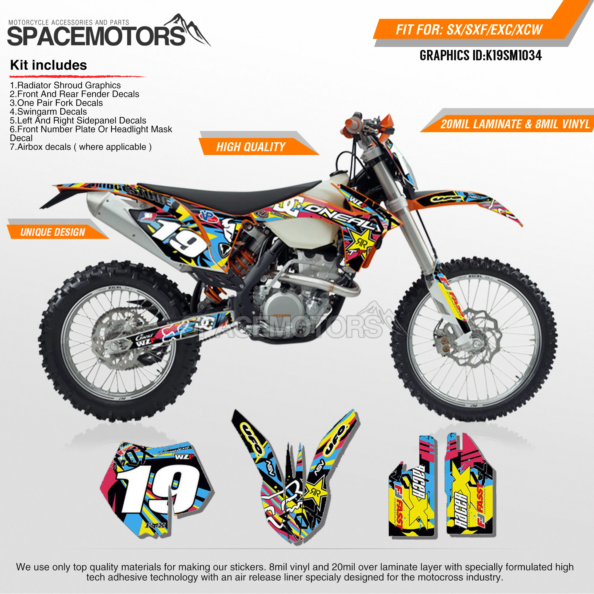 Фотообои для мотоцикла наклейки 3M пользовательские KTM SX SXF XCF 2011-2015 EXC EXCF XCW 2012-2016 034 |