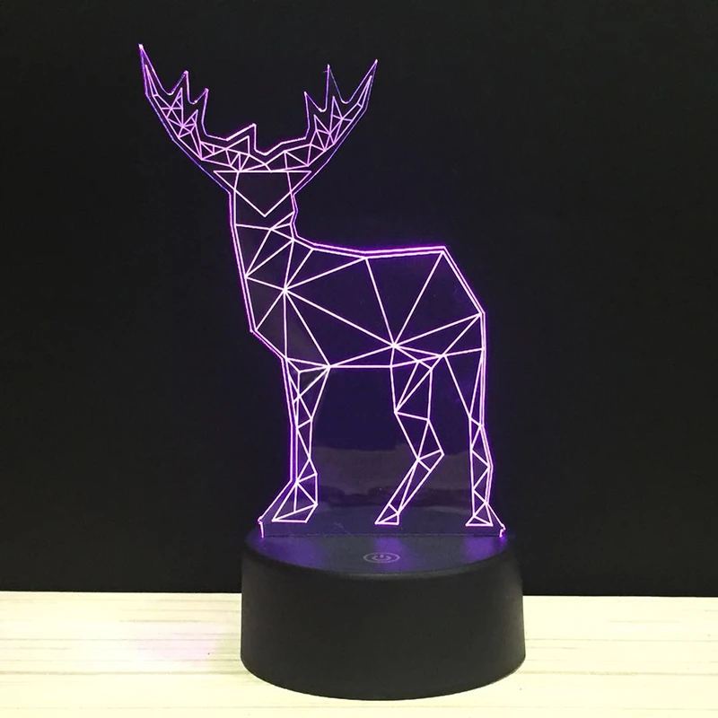 

Line Art Deer Bucks LED 3D NightLight Acrylic Night Lamp Light Luminary With Touch And Remote Lamps Lights Kids Decoration GiC