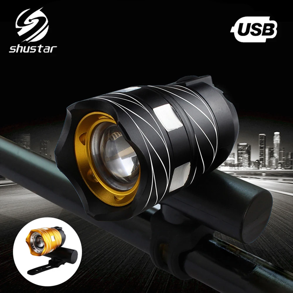 

Super bright USB rechargeable LED Bicycle light 3 mode Rotary zoom Waterproof warning Lamp Flash 360° rotating Cycling lighting