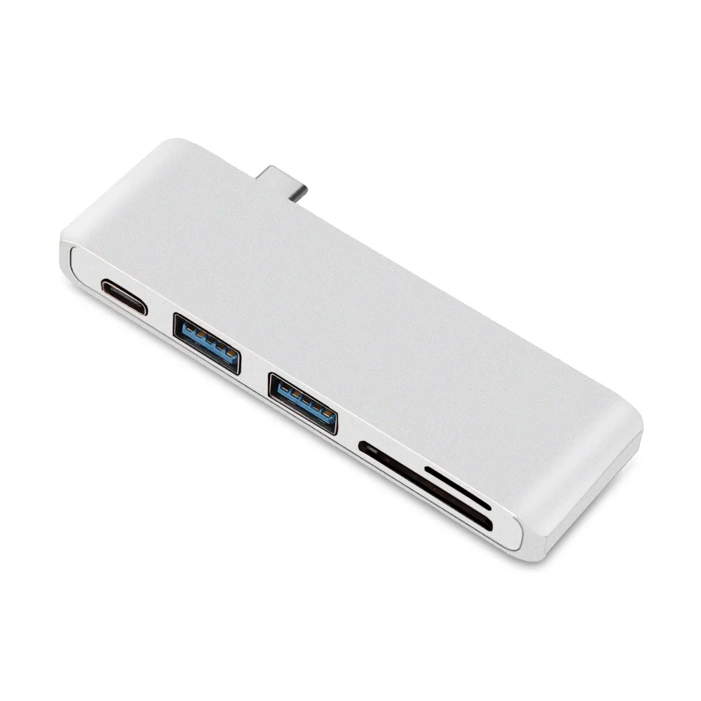 Сдвоенный USB C концентратор Thunderbolt 3 адаптер USB-C с Micro SD/картридер слот для MacBook Air 13 дюймов модель A1932 - Цвет: Серебристый