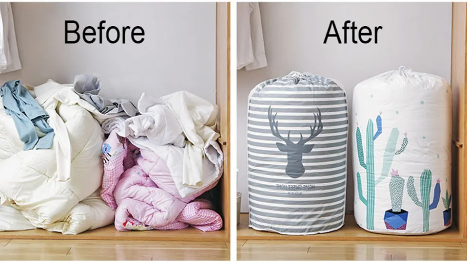 Large Organizer Storage Bag Clothes Packaging Toy Packing Bag Quilt Closet Clothing Storage Bags For Pillow Blanket Bedding (2-1) (1)