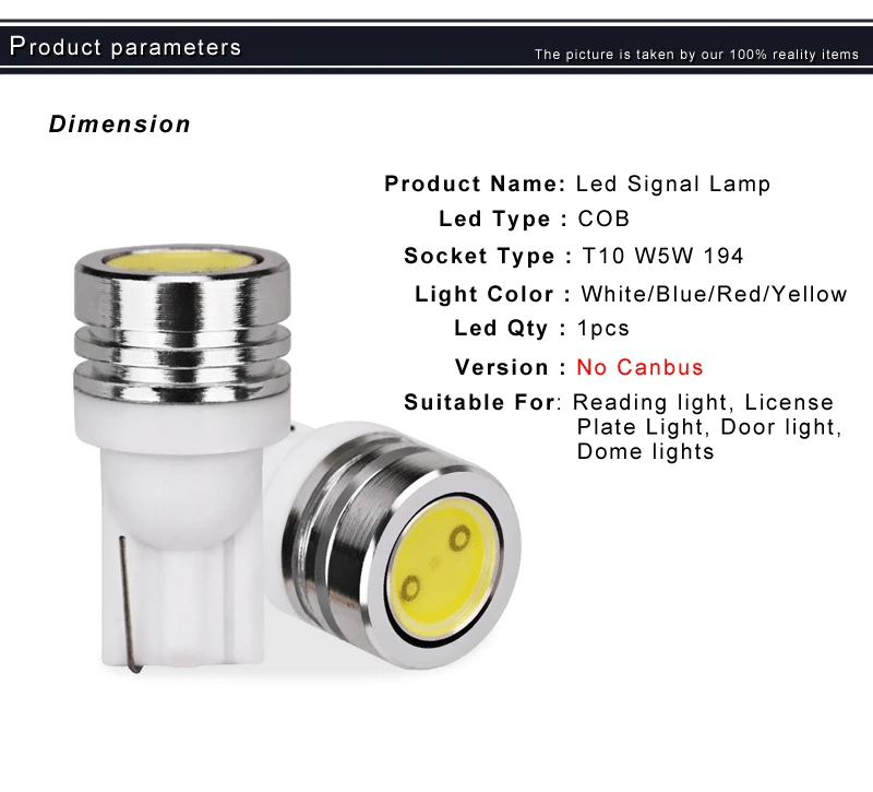 4 шт. T10 194 168 светодиодный W5W лампы COB светодиодный чип, на танкетке, с боковой парковка приборной панели лицензии лампы 12V автомобильный Стайлинг белого и синего цвета красного и желтого цветов