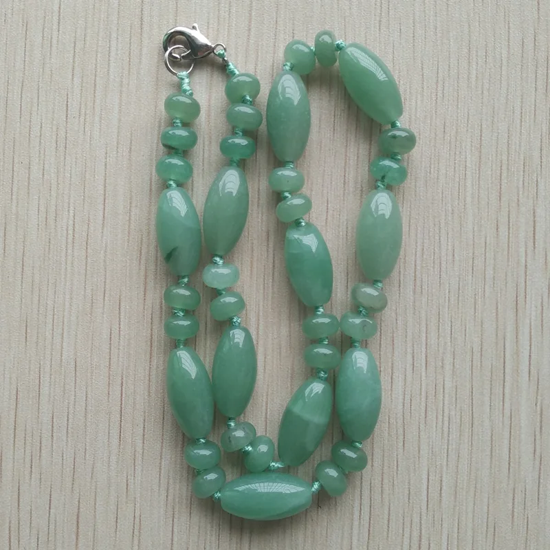 

2017 new fashion hot selling good quality natural green aventurine rice shape beads pendants & necklace diy jewelry making free