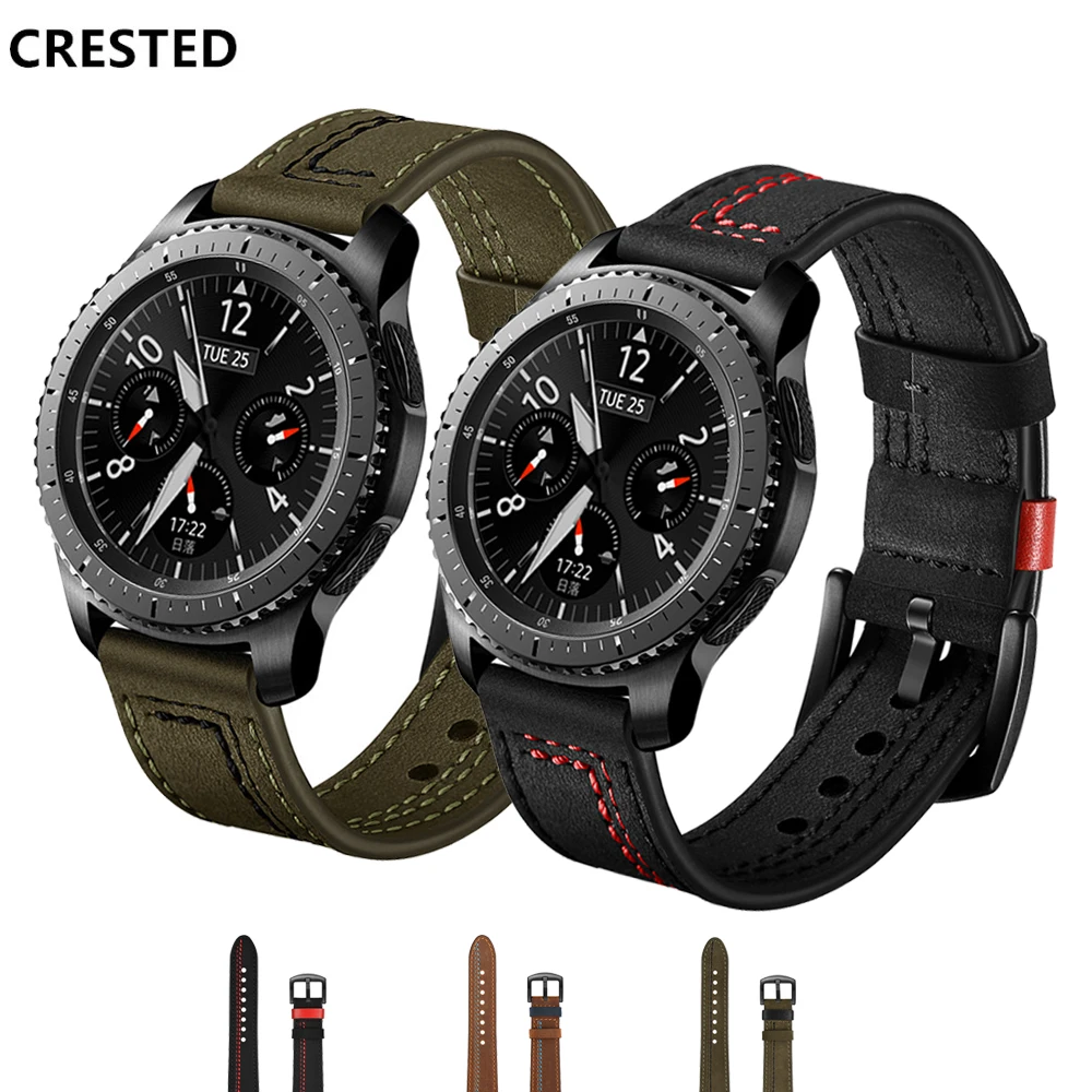 Gear S3 Frontier кожаный ремешок для Samsung Galaxy Watch 46 мм correa Huawei watch GT 22 часов gear s 3