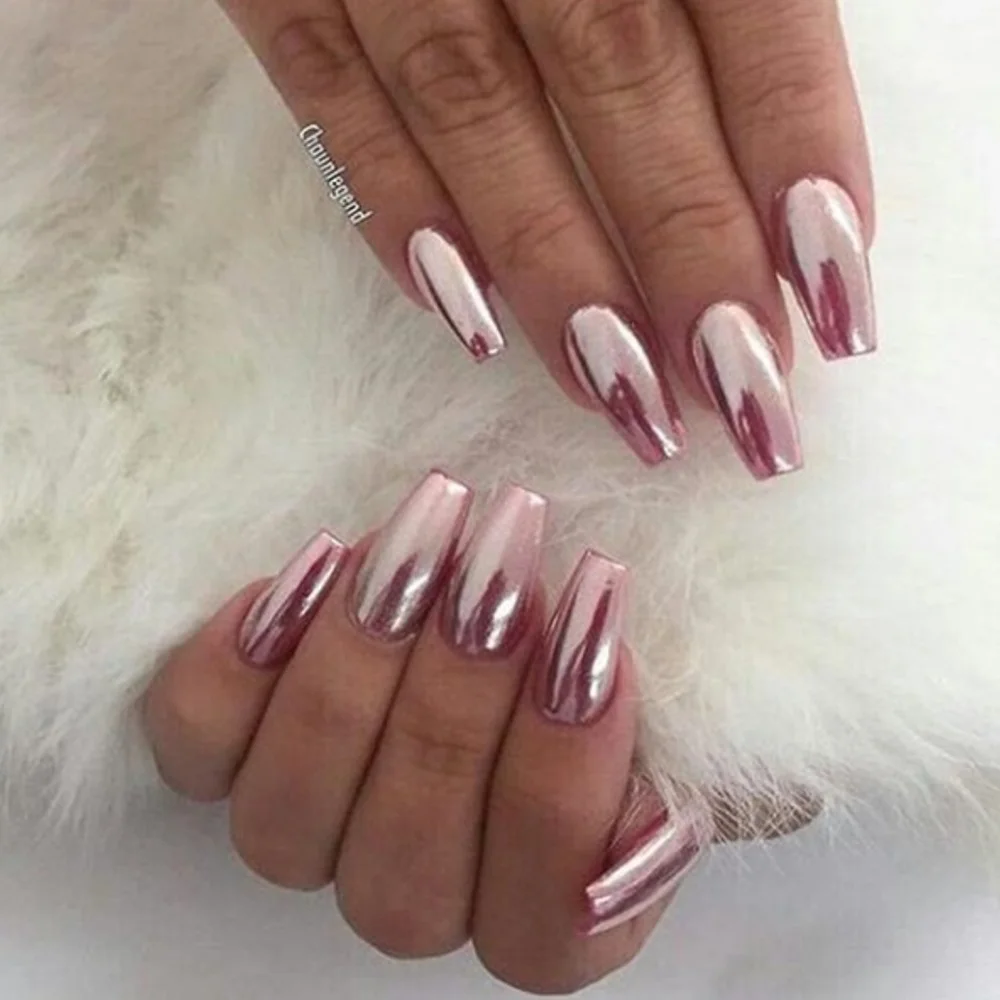 Rozowe Zloto Chromowany Pigment Paznokci Brokat Lustro W Proszku