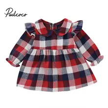 Pudcoco/ платья для девочек; костюм принцессы; детская одежда для младенцев; Детские карнавальные вечерние платья в клетку с длинными рукавами; зимнее платье