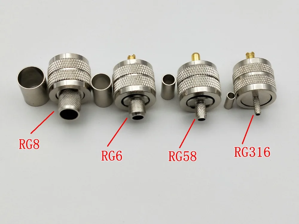 20 шт. PL259 UHF Мужской обжимной разъем RF разъем для RG8 RG6 RG58 RG316 разъем