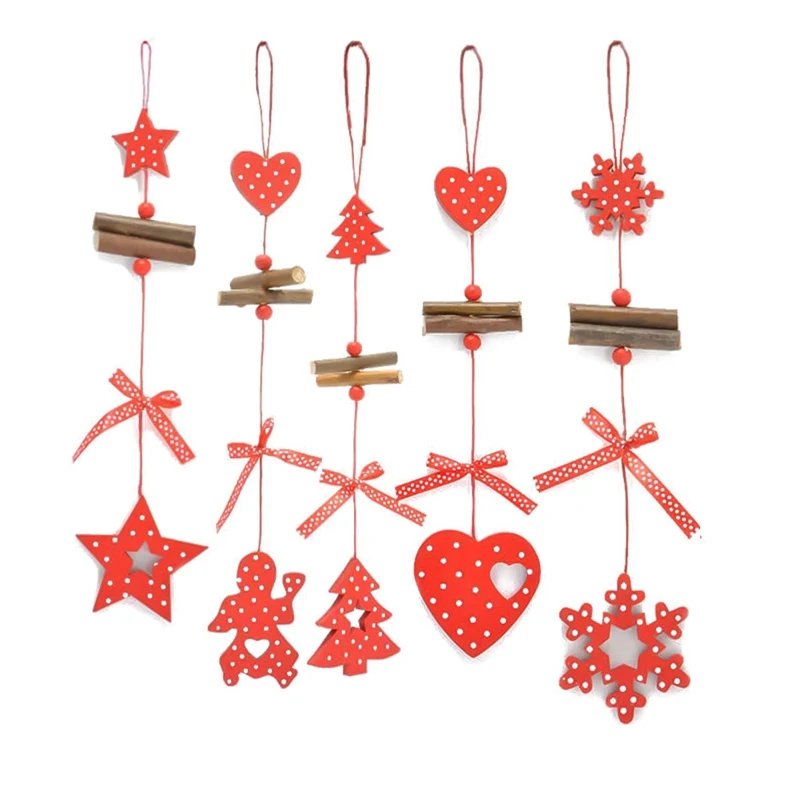 1PCS/Lot DIY Red Christmas Snowflakes&Star&Tree Wooden ...
