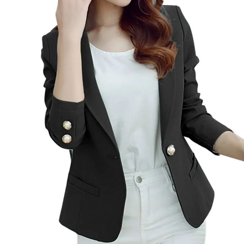 

Women blazers Spring Single Button Plus Size Office Lady Elegant Blazer With Long Sleeves Solid