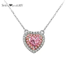 Marca De Joyería! SHIPEI 2017 Rosa Corazón Colgante Collar Chapado En Oro Blanco con Diamantes de Imitación AAA, Total En Quilates peso 1.88