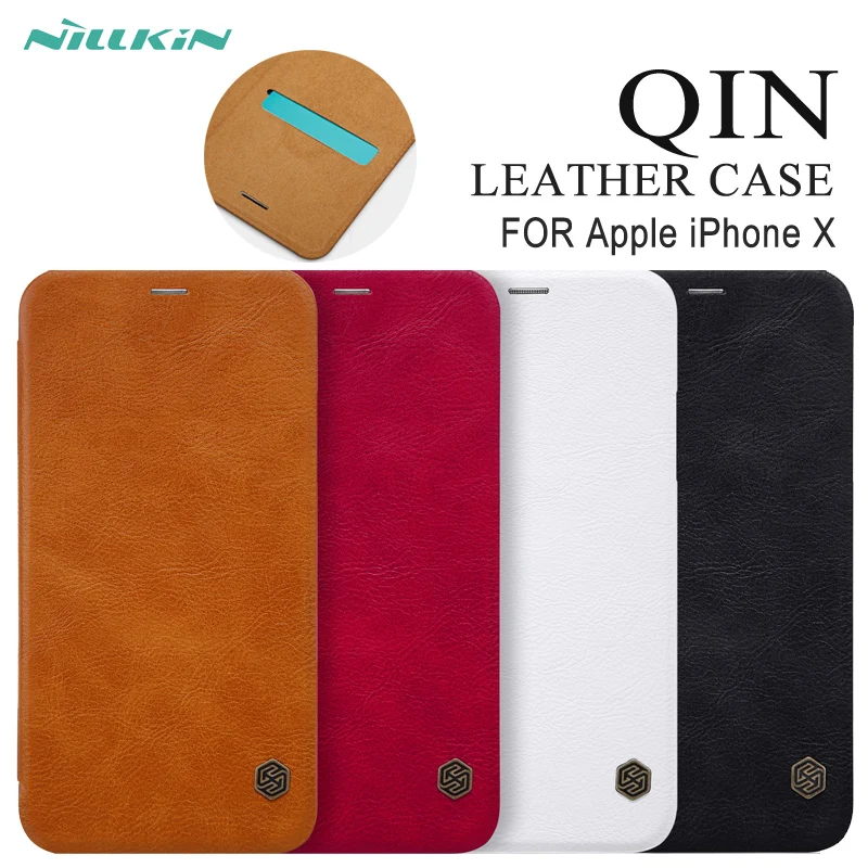 

For Apple iPhone X case Nillkin Qin Series PU Wallet Leather Case Cover for iphone x phone bags coque shell
