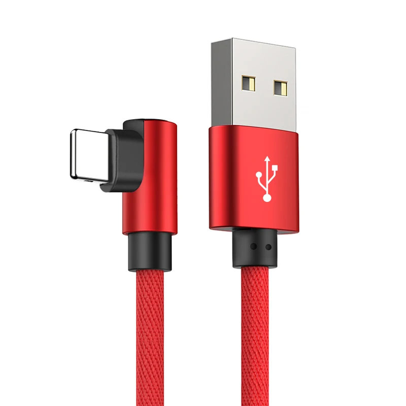 А. С 90 градусов USB кабель для быстрой зарядки для iPhone X XR XS MAX 5 5S SE 6 S 6 S 7 8 Plus iPad Телефон длинный шнур зарядки 1 м 2 м 3 м - Цвет: Красный
