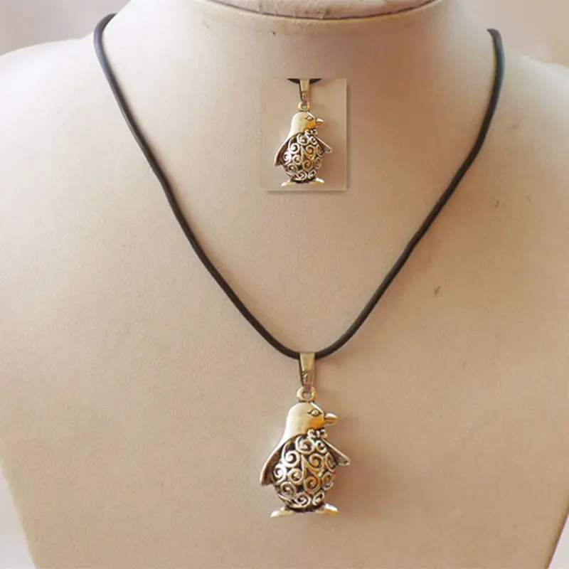 

5Strand/lots Fashion Unisex Retro Tibetan Silver penguin Pendant Long Chain Necklace Charm Gifts Jewelry 18 inch