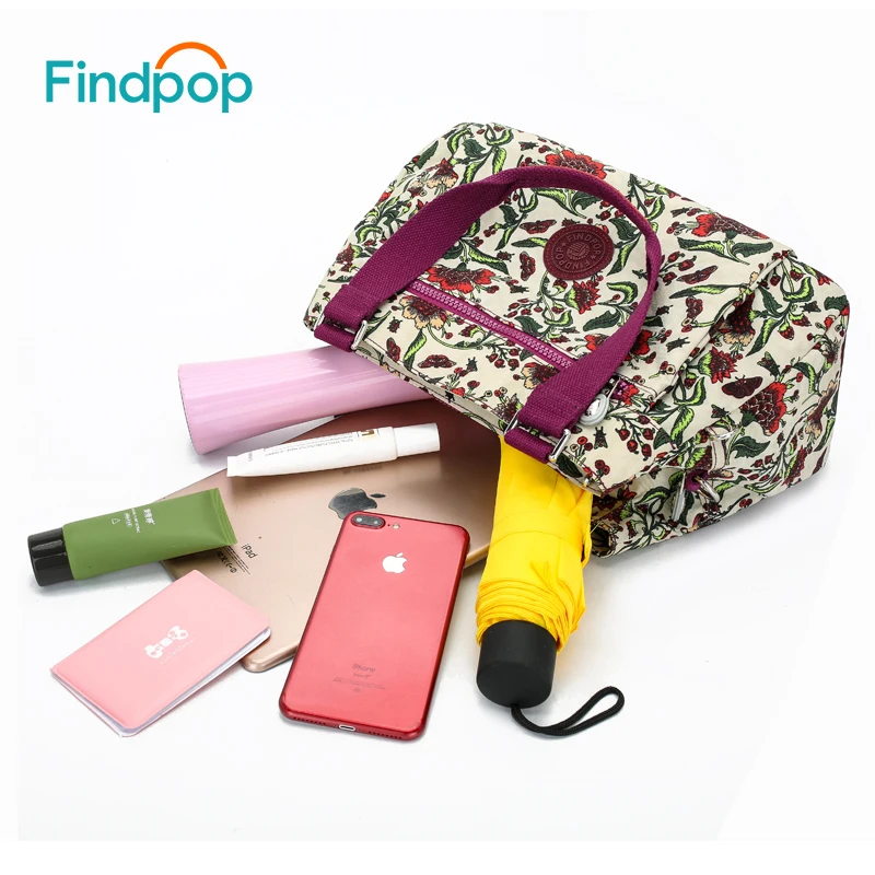 Findpop сумки с цветочным принтом Женская водонепроницаемая нейлоновая сумка через