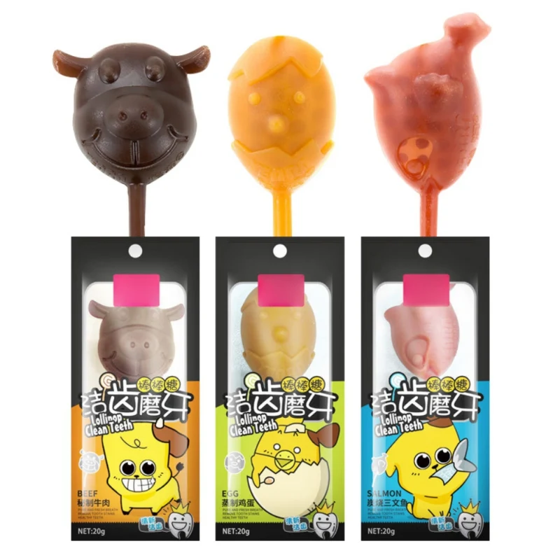 

Pet Dogs Safe Healthy Snack Salmon flavor Chew Toy Small Medium Large Dogs Molar Lollipop for Cleaning Teeth