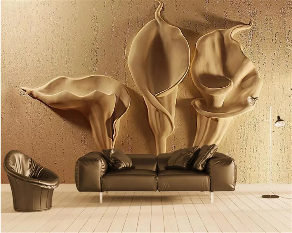Обои на заказ Fresco 3D Золотые рельефы подковы лотоса обои декоративные картины 3d