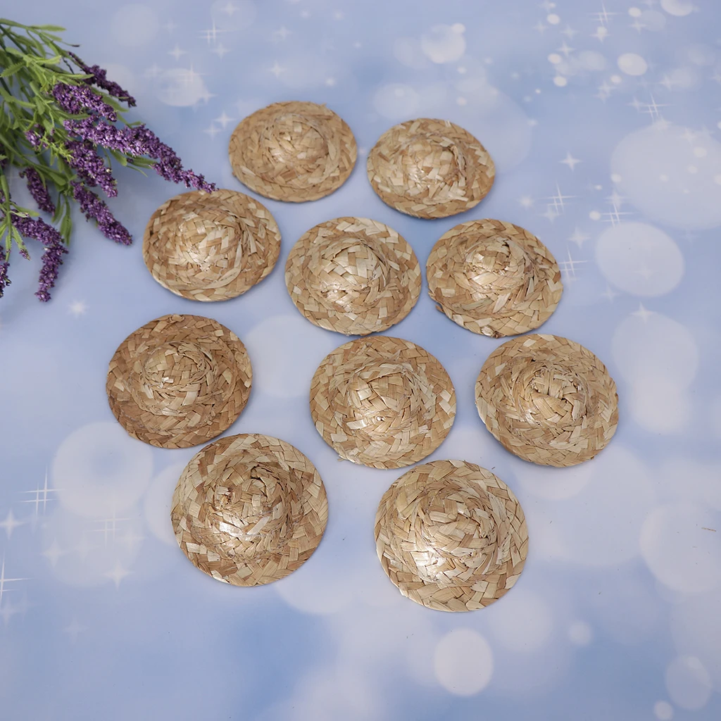 10Pcs Straw Bowler Doll Hat Headdressing Clothes Decor For Salon 