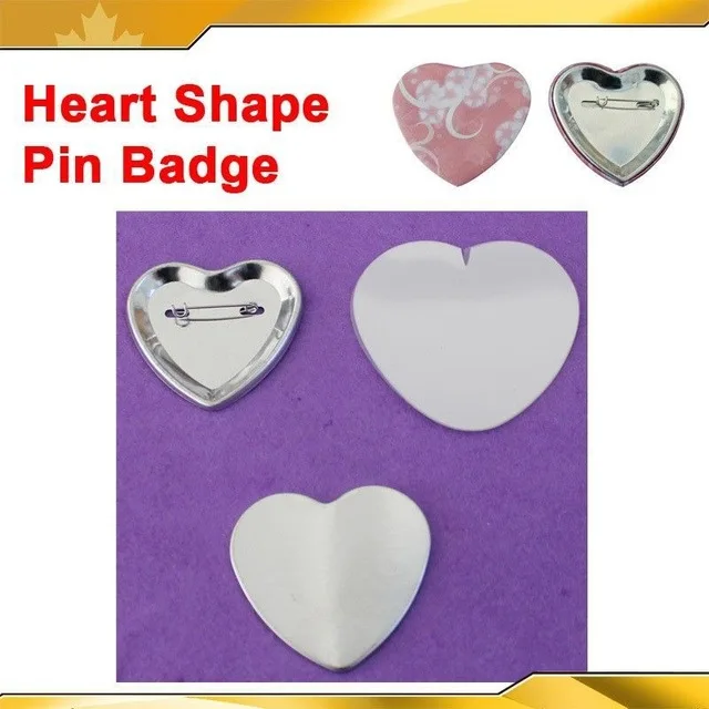 

Heart Shape 57x52mm Complete 100 Sets Pin Back Metal Button Supply Materials for NEW Professional All Steel Badge Button Maker