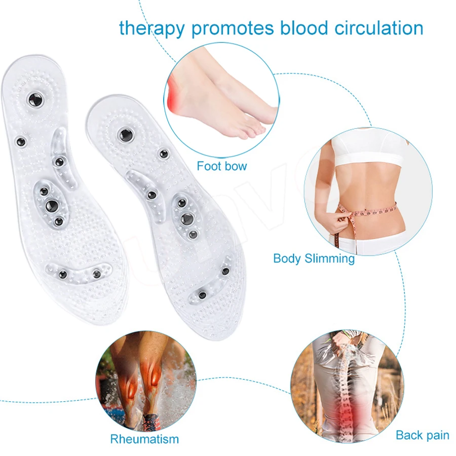 Magnetic Therapy Silicone Insoles Transparent Weight Loss Slimming Insole Massage Foot Care Shoe Pad Wholesale Dropshipping Sole