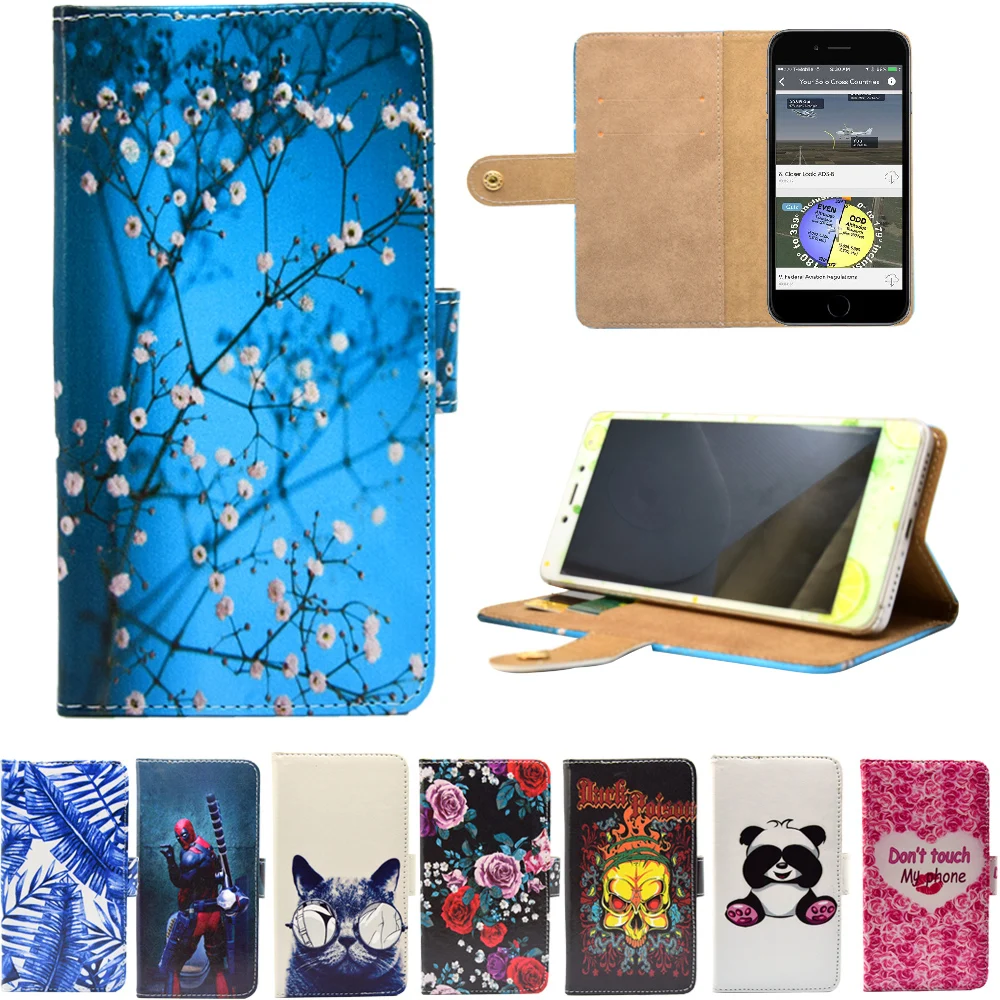 

New arrival PU Leather Phone Cases Cartoon Flip Wallet Stand Cover Case for Fly Life Compact