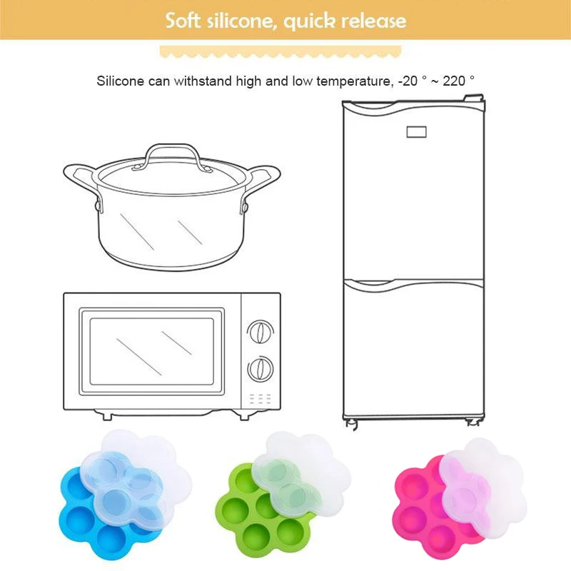 Silicone Egg Food Mold Tray Reusable Storage Container with Lid for Instant Pot Accessories MF999 | Дом и сад