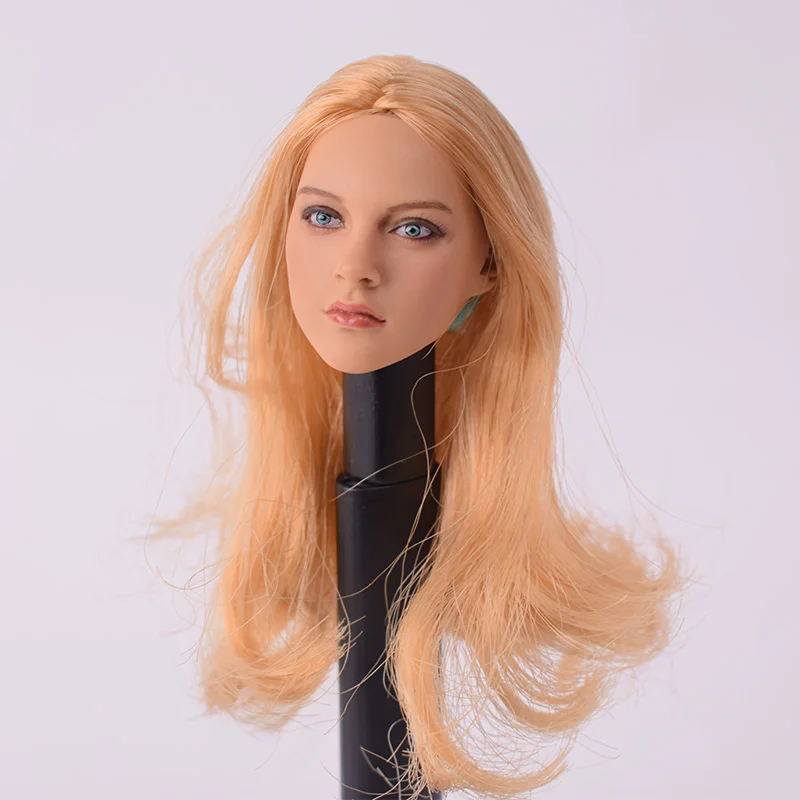 1//6 Female Carving Head Sculpture w// Blond Hair for 12inch Kumik Enterbay Parts