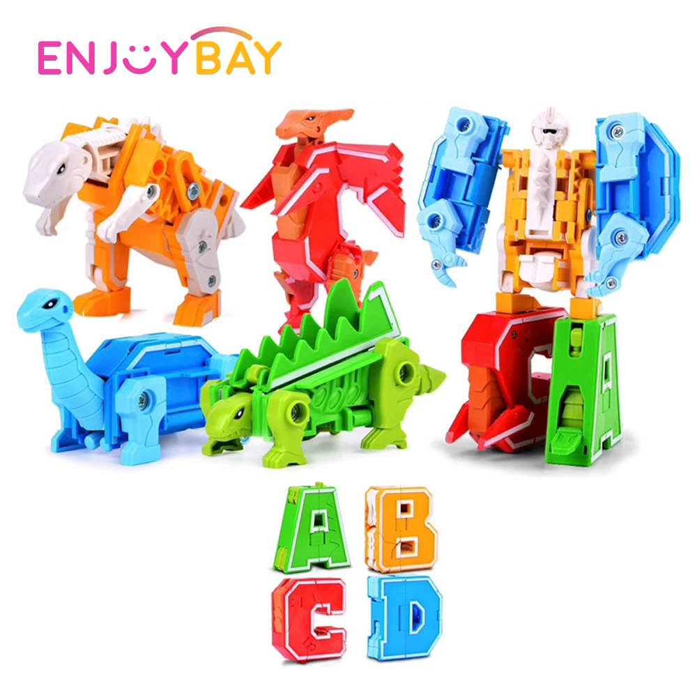 Enjoybay обучающий динозавр робот игрушка-трансформер английская буква Трансформация Робот игрушечные динозавры фигурки детей Подарки