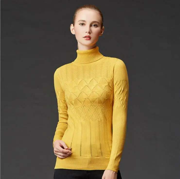 

2017 Autumn Warm Women High Elastic Knitted Sweaters Pullover Female Casual Turtleneck Sexy Tight Knitted Pullovers Girls