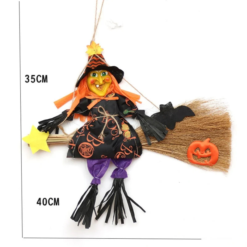 Halloween Household Hanging Decoration Flying Broom Witch Doll Hanging DIY Decoration For Party Bar