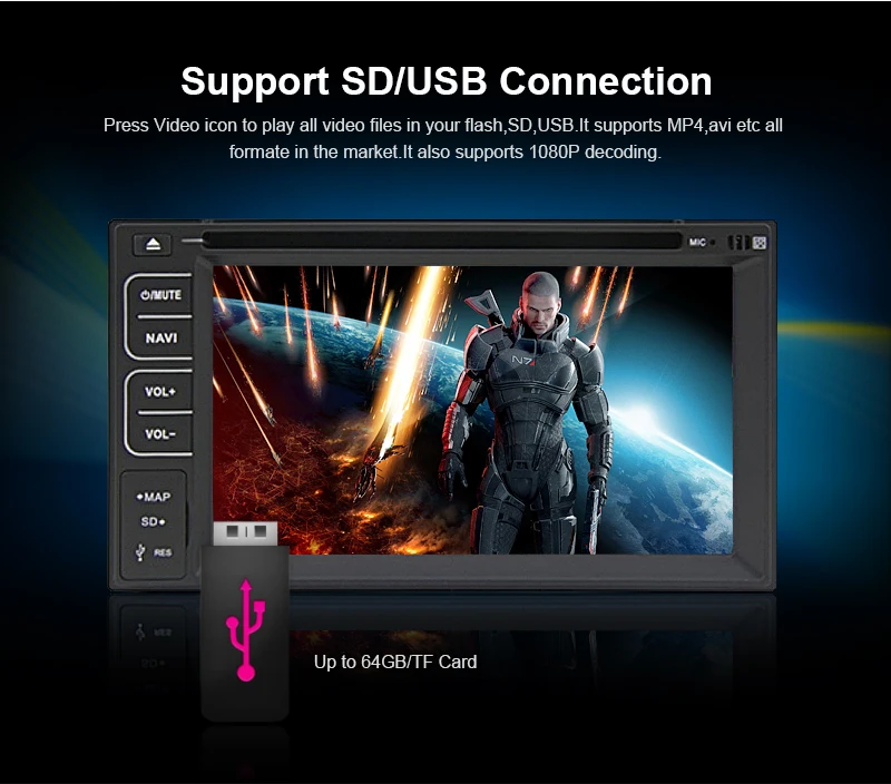 Best MP3 Head Unit Auto Car DVD Player Autoradio CAM MP4 PC Steering Wheel Radio GPS Stereo EQ Map Touchscreen Bluetooth 5